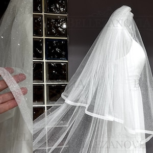 Glitter Bridal Veil, Sparkly Wedding Veil, Shimmer Veil, Cathedral Wedding Veil, Wedding Veil, Long Sparkling Veil, Minimalist Glitter Veil