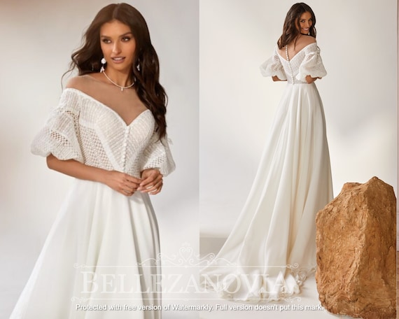 Short Sleeve Bohemian Wedding Dress ...