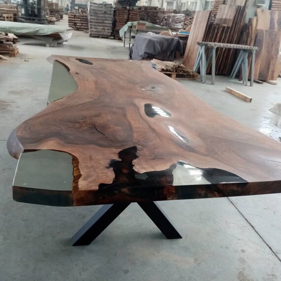 Special Ultra Clear Epoxy Table, Live Edge Epoxy Resin Table by