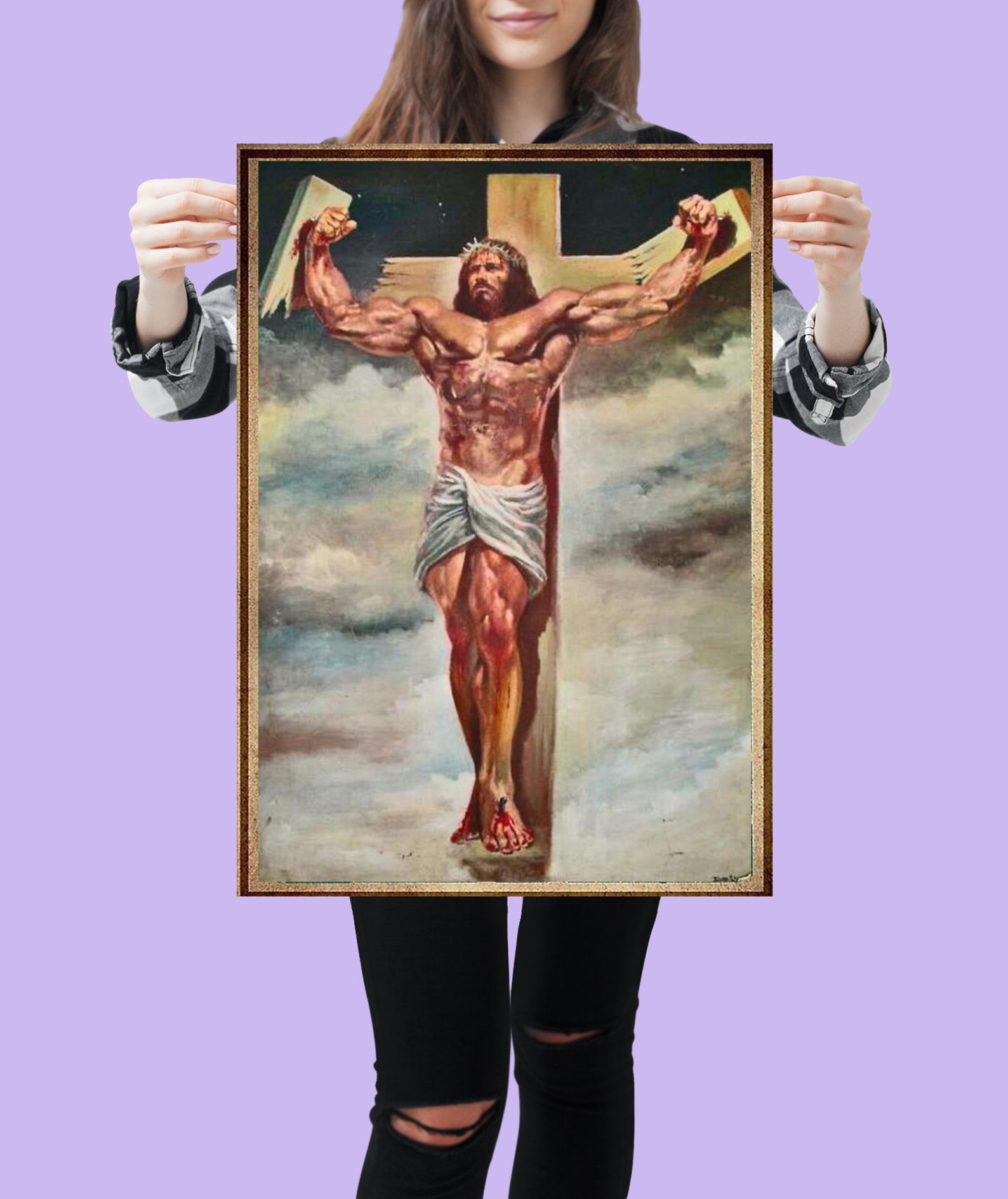 Muscle Jesus Christ Poster Unframed Canvas And Poster Etsy