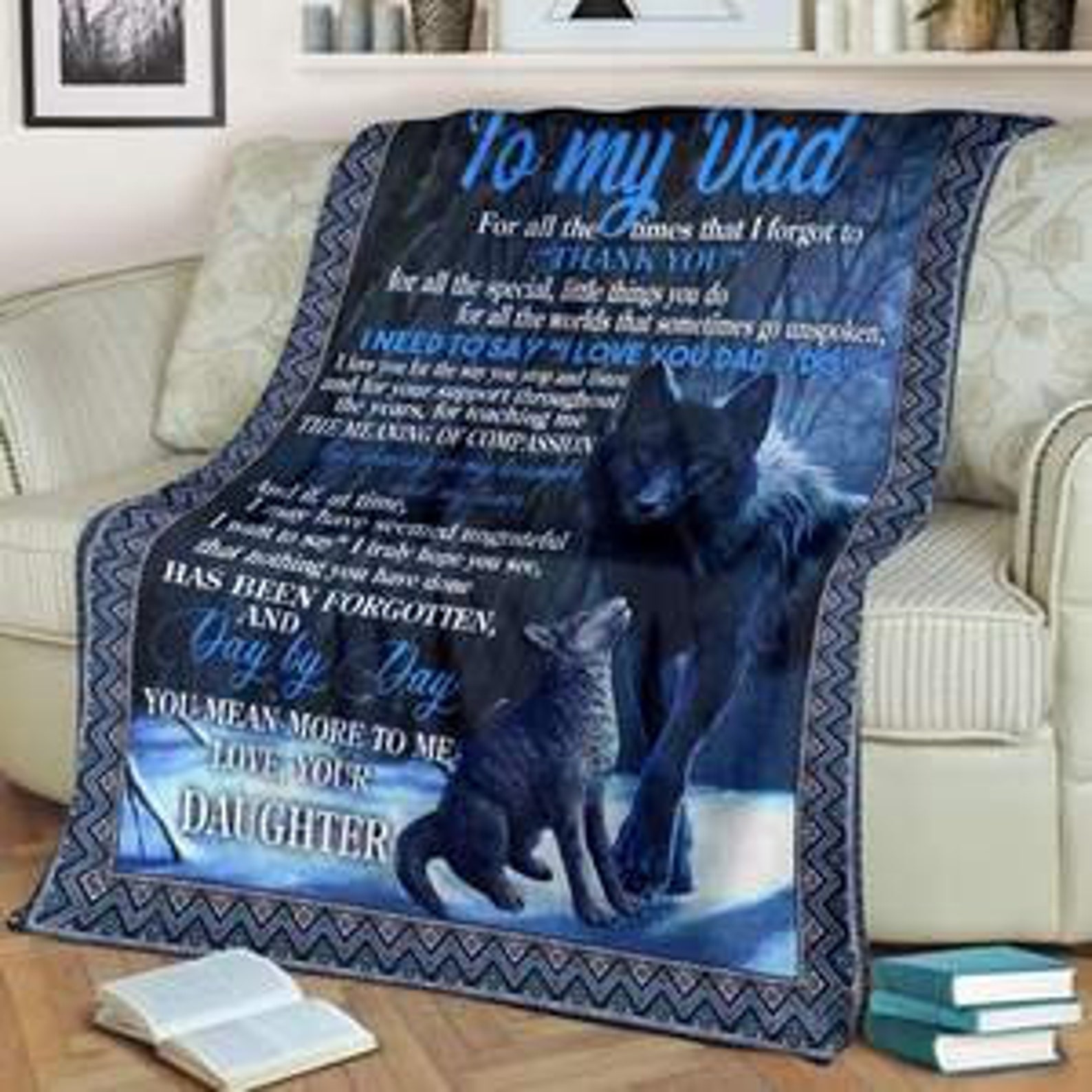 To My Dad Blanket Quilt Fleece Blanket Wolf blanket Blanket Etsy