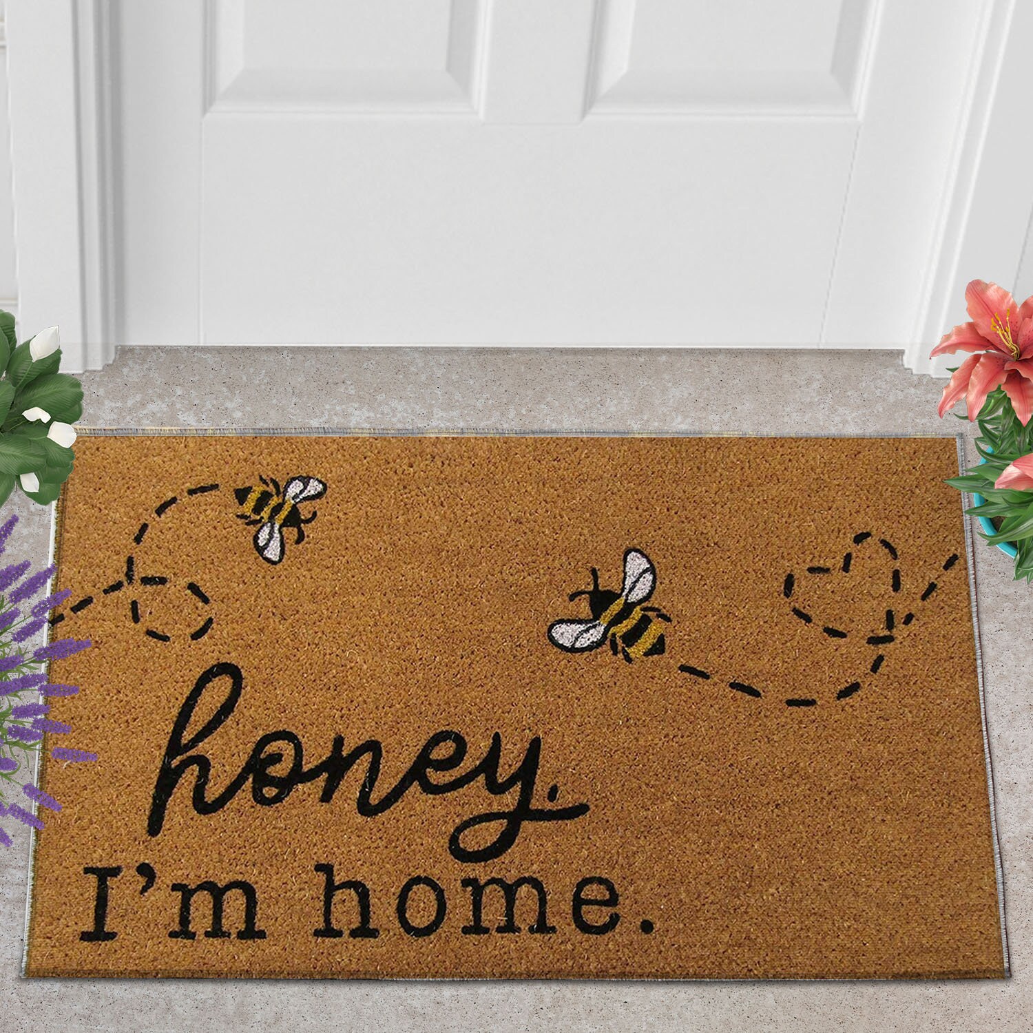 Hey Honey I'm Home Bee Doormat Seasonal Spring doormat Etsy