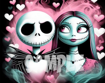 Jack And Sally 20 oz Tumbler Wrap PNG FILE 300 DPI