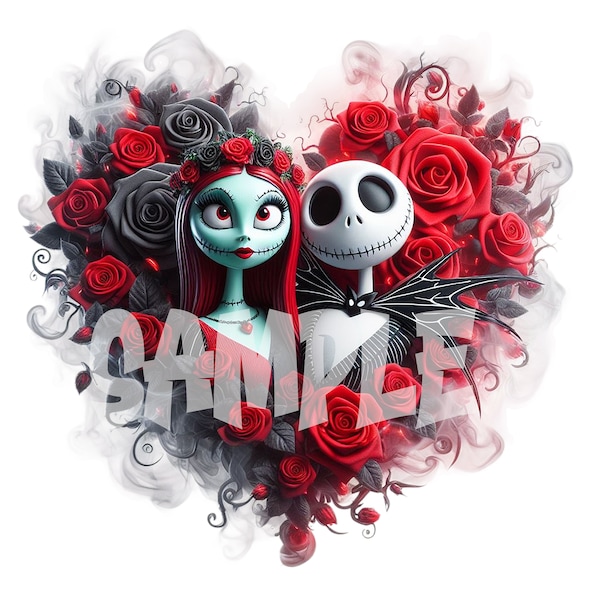 Jack & Sally PNG Valentines Day Heart Nightmare Before Christmas