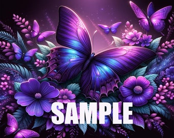 Purple Butterflies 20 Oz skinny tumbler wrap straight template digital download sublimation graphics instant download sublimation