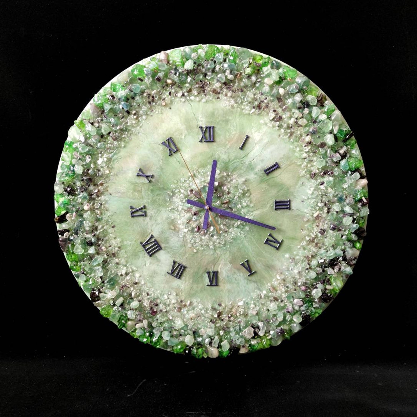 Large Wall Clock Natural Stone. Huge Clock Green Clock. Etsy