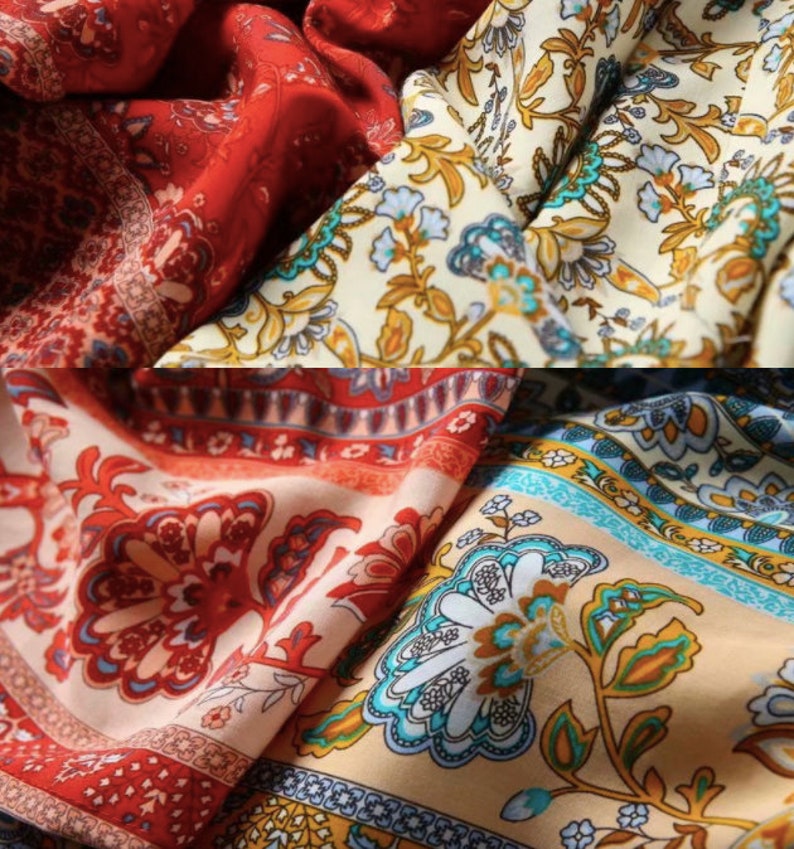 Beautiful cotton mix material in 2 colours Vintage boho style. Women/'s Kimono dressing robegown