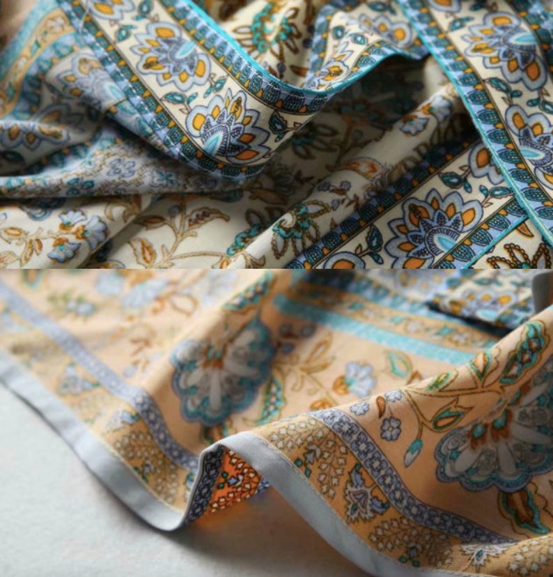 Beautiful cotton mix material in 2 colours Vintage boho style. Women/'s Kimono dressing robegown