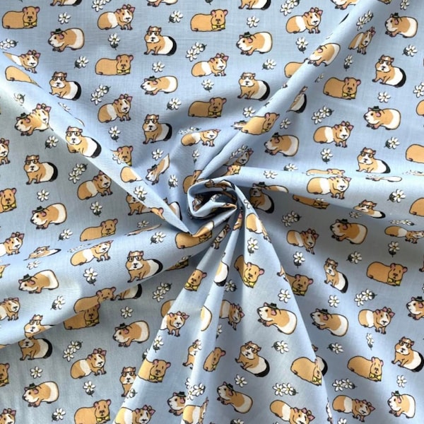 polycotton fabric 45" wide half metre guinea pigs pets animal