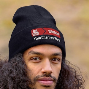 YouTube - Your Channel Here Custom Personalized Hat, Your Channel Name Cap, Your Channel YOUTUBE, Like Share Subscribe Gift for Youtuber