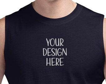 Personalisiertes besticktes Unisex-Muskel-Shirt, maßgeschneidertes T-Shirt, Ihr eigenes Workout-Muskel-T-Shirt, fügen Sie Ihren eigenen Text hinzu, benutzerdefiniertes T-Shirt