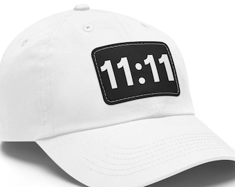 11:11 Hat, 11 11 wish Cap, Angel Numbers Gift, 11 11 Make a Wish Hat, 1111 Angel Numbers meditation, Dad Hat with Leather Patch