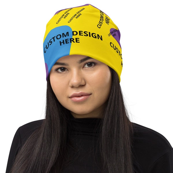 Customized Design All-Over Print Beanie, Create Your Own Style with Custom Beanie, Personalized Beanie with Your Text/Logo