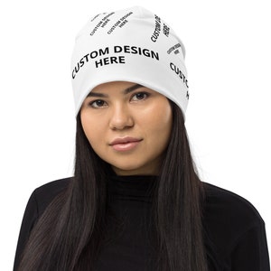 Customized Design All-Over Print Beanie, Create Your Own Style with Custom Beanie, Personalized Beanie with Your Text/Logo