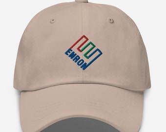 Enron Logo Embroidered Hat - Inspired By Vintage Corporate Merch - Defunct Finance Company - Corporate Humor