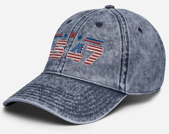 刺繍入りトランプ 45 47 ヴィンテージ コットン キャップ、ドナルド トランプ 45 スター 47 ハット、MAGA パトリオット ハット、2024 選挙ハット