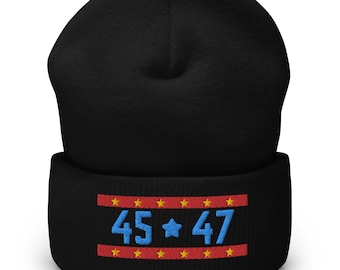 45 47 Embroidered Beanie Hat, Take America Back Trump, Trump 2024 Hat, Make Liberals Cry Cap, 45 47 Red Trump Hat, President 2024