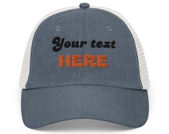 Custom Embroidered Pigment-dyed Cap, Custom Hat Cap with Your Own Text or Design, Your Design or Logo Bucket Hat, Handmade Customized Hat