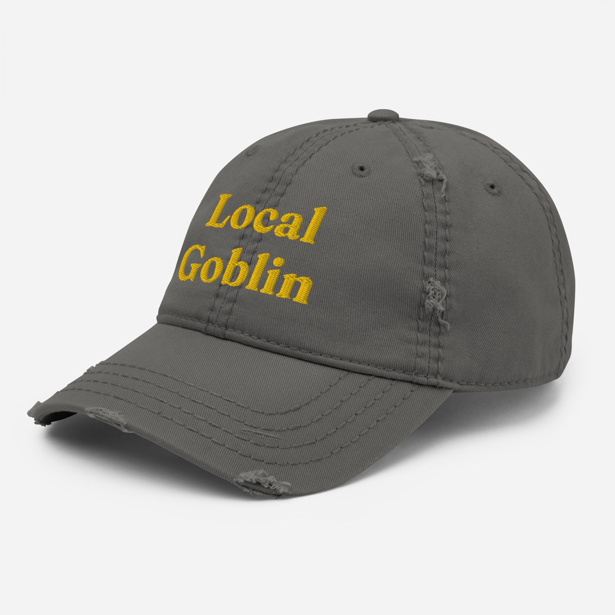 Local Goblin Embroidered Distressed Hat, Goblincore Gift