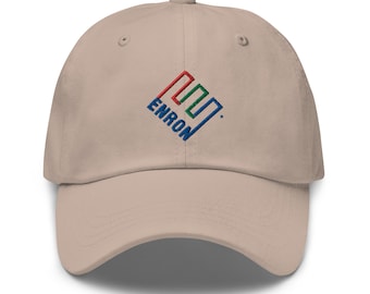 Enron Logo Embroidered Hat - Inspired By Vintage Corporate Merch - Defunct Finance Company - Corporate Humor