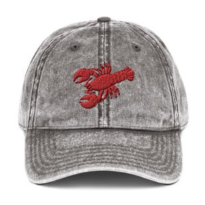 Lobster Embroidered Vintage Cotton Cap - Lobster Lover - Lobster Gift - Lobster Hat - Unisex One Size