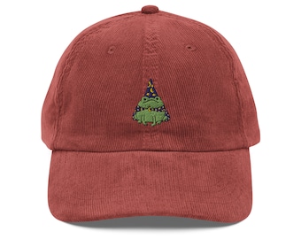 Embroidered Wizard Frog Vintage Corduroy Cap - Frog Lover Hat - Cute Frog Cap - Gift For Frog Lover - Choose from Different Colours