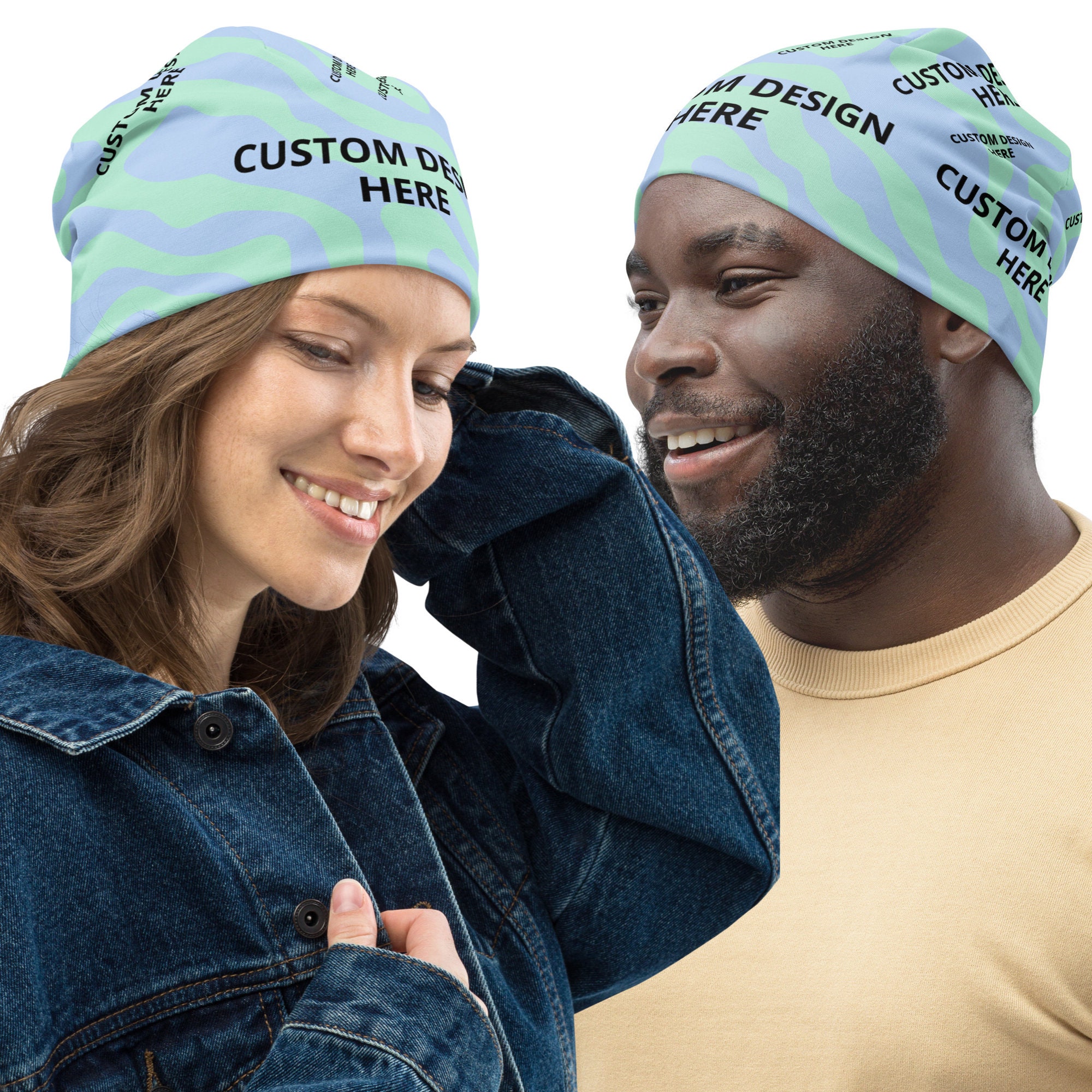 Customized Design All over Print Beanie Create Your Own Style With Custom Beanie Personalized Beanie With Your Text logo Etsy