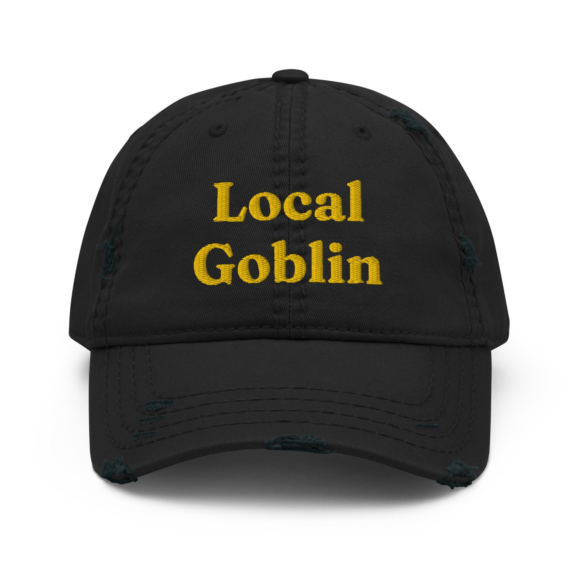 Local Goblin Embroidered Distressed Hat, Goblincore Gift