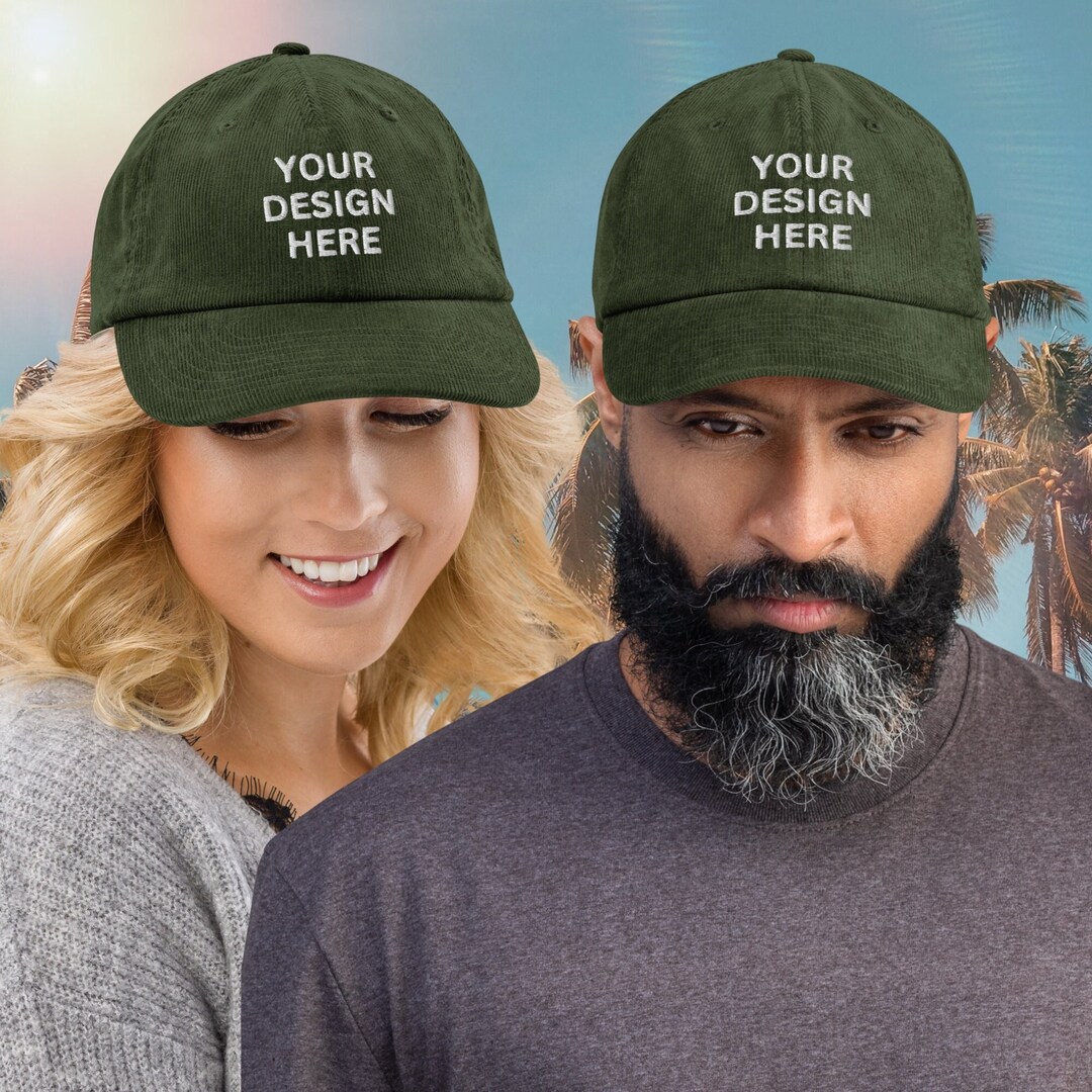 Personalized Embroidered Corduroy Hat, Handmade Custom Corduroy