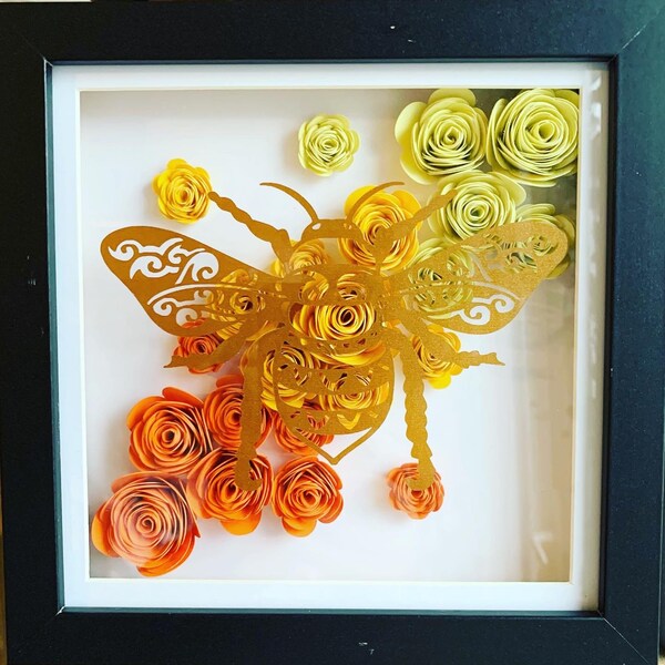 Bee & flower shadow box frame Bee & flower shadow box frame