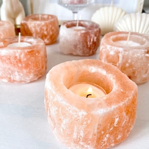 Himalayan Crystal Mineral Salt tea light holder | Natural candle holder | Healing crystal gift | Home decor gift