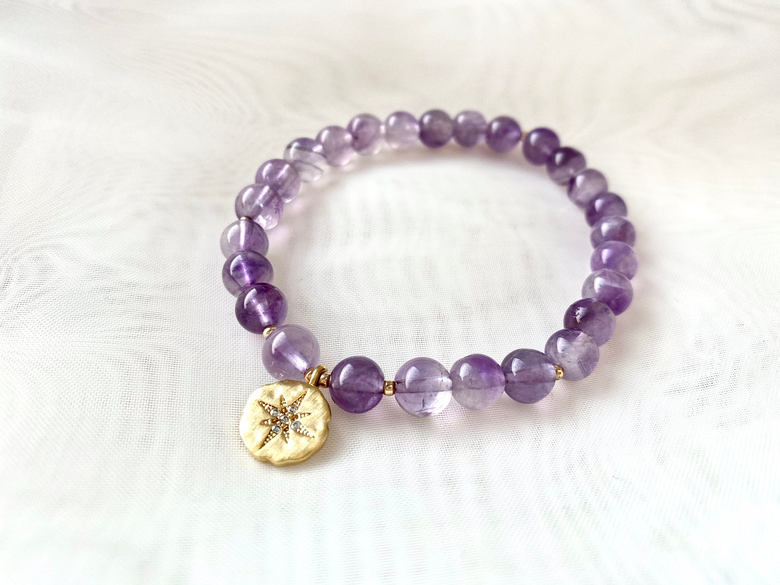 Amethyst Crystal Bracelet With Guiding Star Charm Beautiful - Etsy