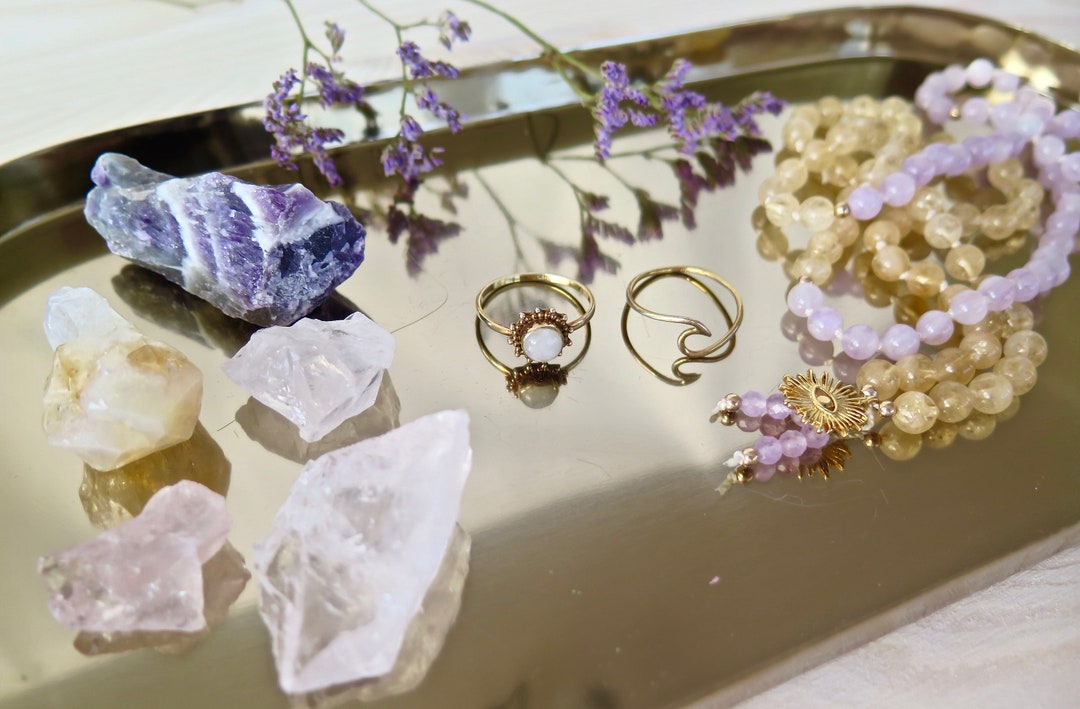 Raw Crystal Set Small | Chevron Amethyst | Heated Citrine Chunk | Rose ...