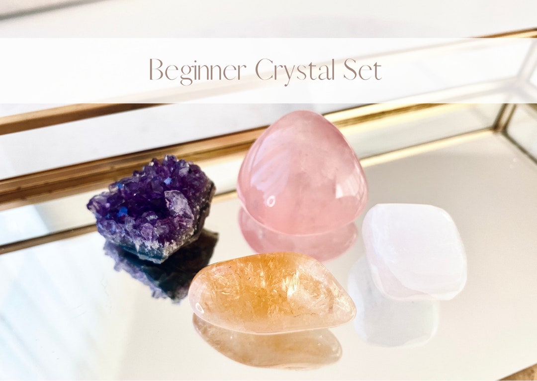 Crystal Set for Beginners | Amethyst Mini Cluster, Citrine, Rose Quartz ...