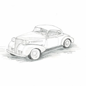 ORIGINAL Chevrolet 1939/Pencil Drawing/Car Pencil Drawing/Muscle Car Décor/Boy Bedroom Décor/Office Decoration/Gift for Dad/Gift for Husband