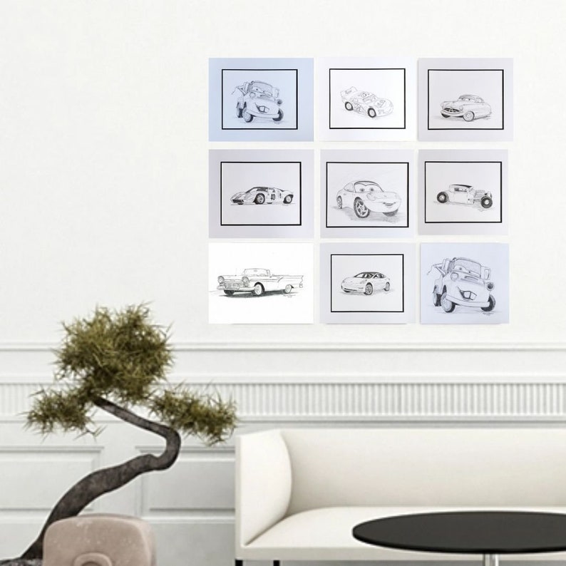 Sally CarreraPencil DrawingCar Pencil DrawingBoy Bedroom D\u00e9corOffice DecorationGift for DadGift for Husband