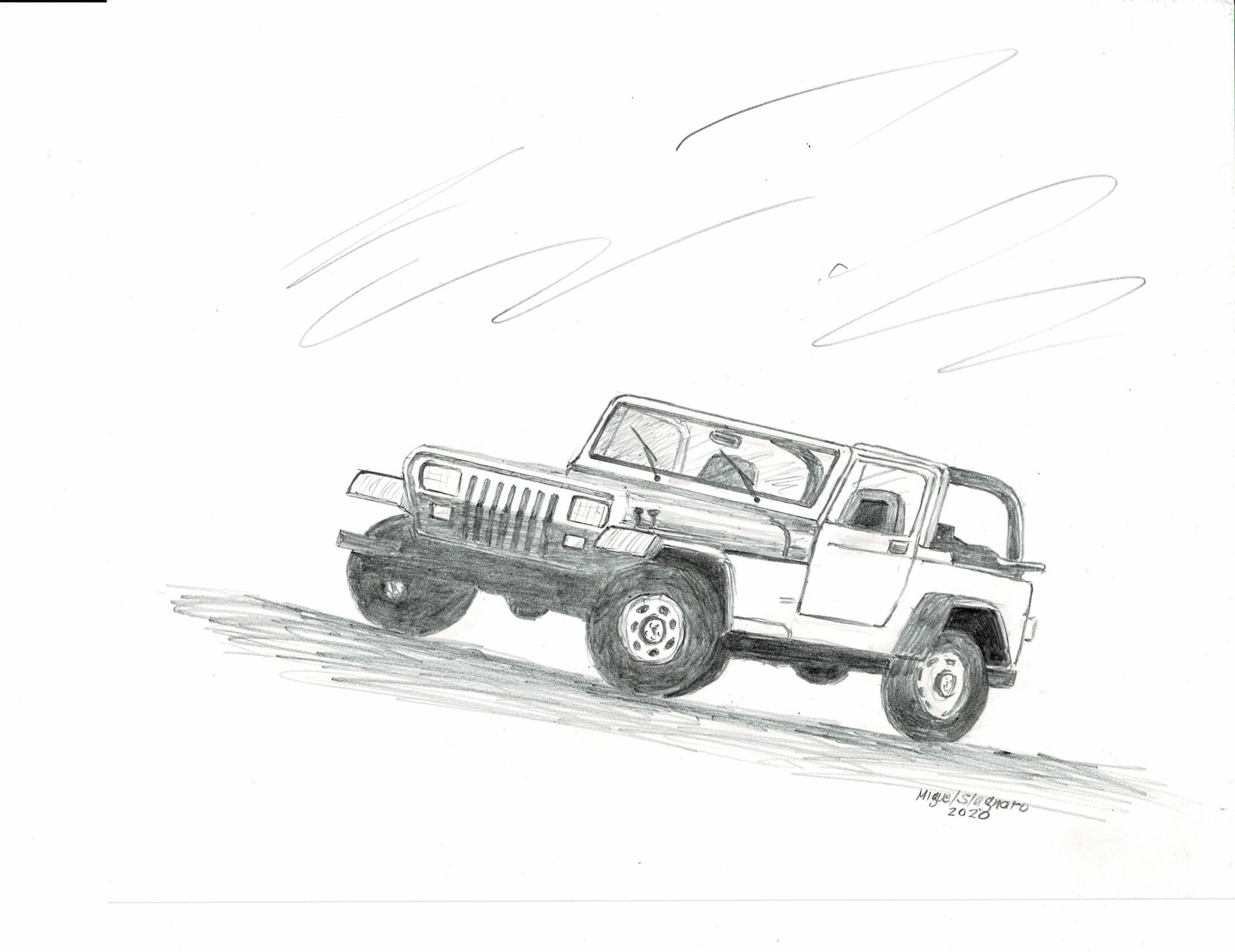 How to draw JEEP WRANGLER Rubicon 2017 easy / drawing Mahindra Thar off road  car step by step - YouTube