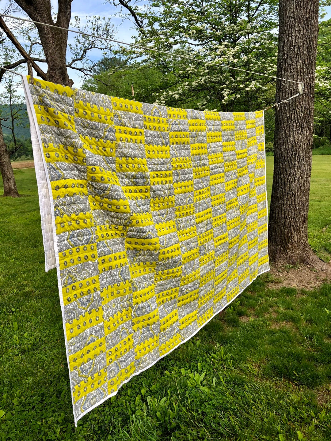 Queen Size Hand Stitched Quilt Bedspread Etsy