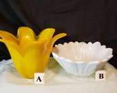 Flower Power Lovely Glass Art bowls in the shape of flowers (sold separately). Handblown glass. Milk Glass. Vintage dishes. 1970s dishes.