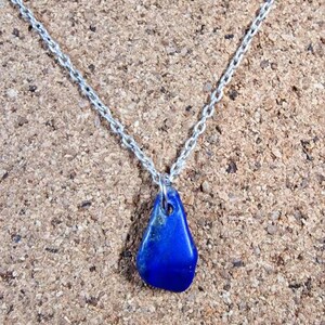Lapis lazuli pendant on antique silver chain