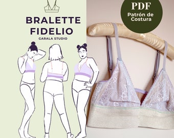 Fidelio - Bralette elástico - Patrón de Costura para lencería - Descarga en PDF, incluye tutorial con fotografías paso a paso