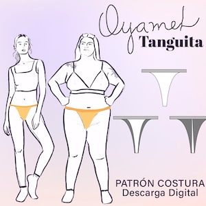 Patrón de Costura para lencería - Tanga Oyamel - PDF incluye tutorial con fotografías paso a paso