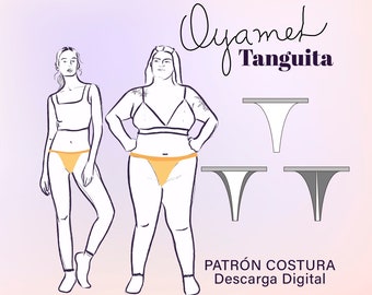 Patrón de Costura para lencería - Tanga Oyamel - PDF incluye tutorial con fotografías paso a paso