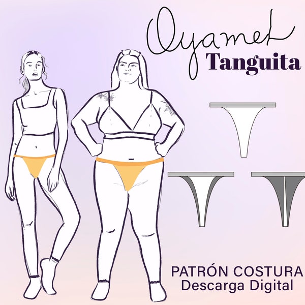 Patrón de Costura para lencería - Tanga Oyamel - PDF incluye tutorial con fotografías paso a paso