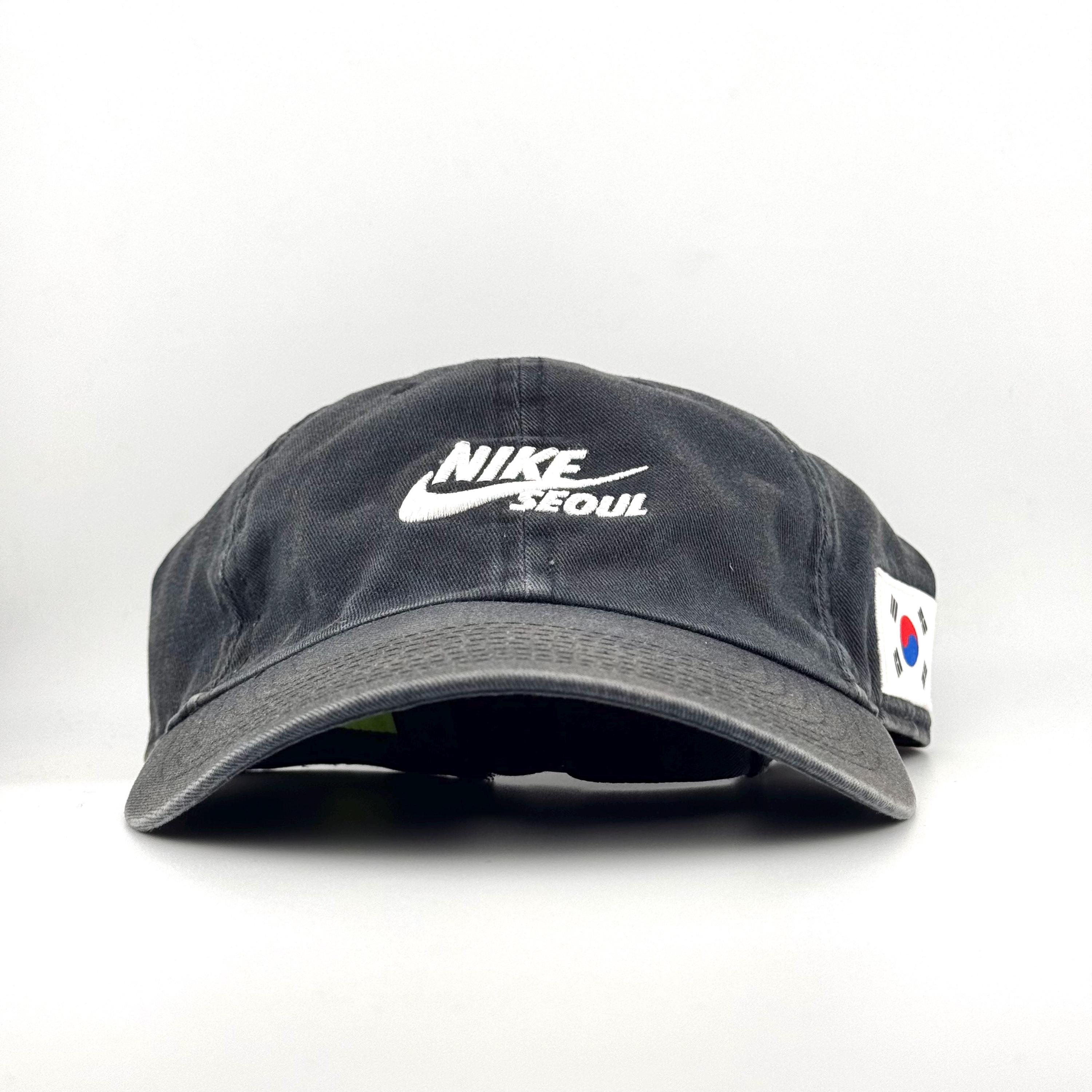Vintage Nike Seoul Korea Flag Embroidered Black Cotton Y2K