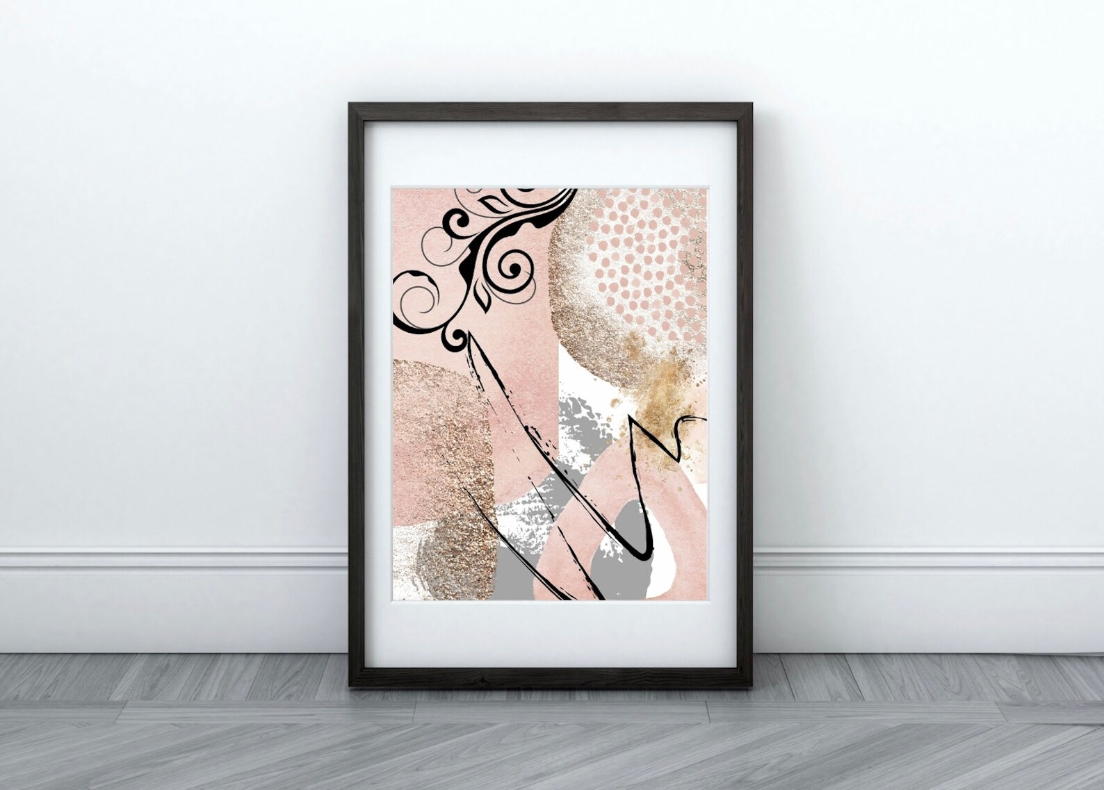 Set of 2 Pink & Grey Abstract Printable Wall Art Wall Decor | Etsy