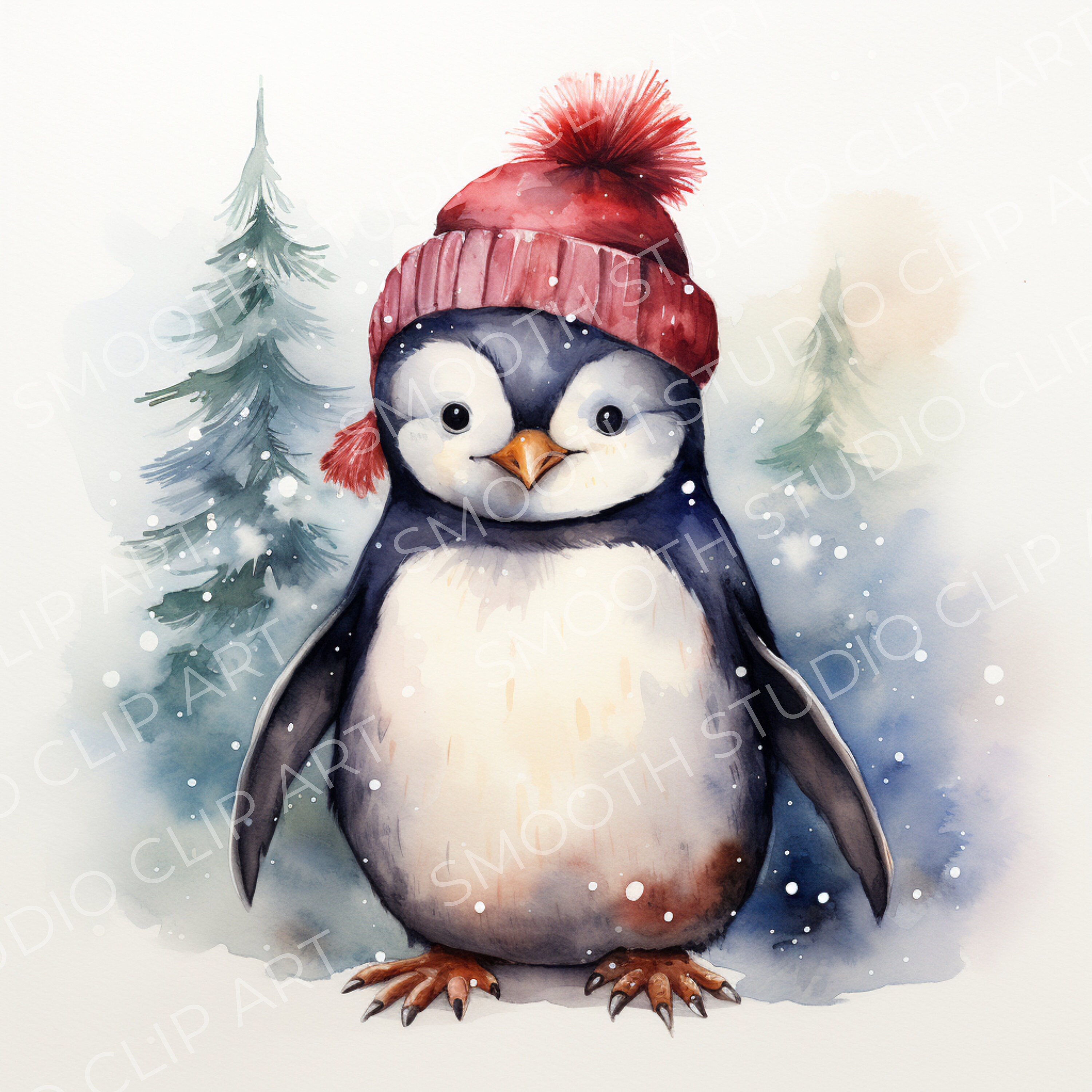 20 Penguin Clipart, Bundle of 20 Adorable Christmas and Festive Penguin ...