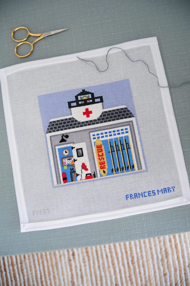 Seaside Village Guard Station Needlepoint Canvas image 2