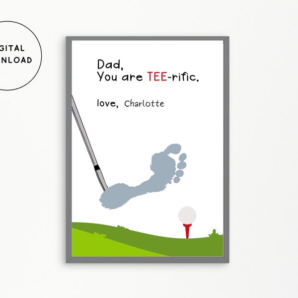 Father's Day Prints | Golf Father's Day Prints | You are Tee-rific| Golf Dad Card | Golf | Kid's Craft | Handprint Craft | Footprint Craft