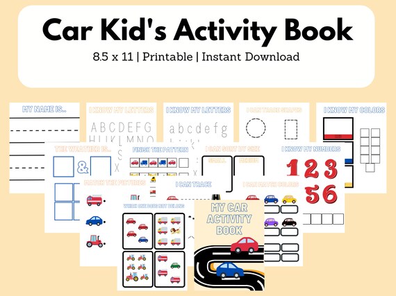 Car Activity Book Kid's Activity Book Travel Kid's | Etsy